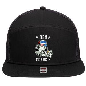 Ben Drankin Cute Gift President Ing Funny 4th Of July Gift 7 Panel Mesh Trucker Snapback Hat