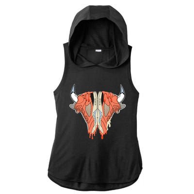 Buffalo Drip Crimson Bliss 5s Matching Ladies PosiCharge Tri-Blend Wicking Draft Hoodie Tank