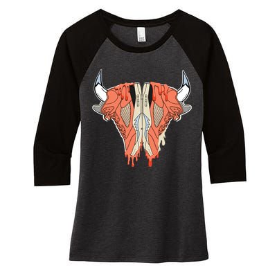 Buffalo Drip Crimson Bliss 5s Matching Women's Tri-Blend 3/4-Sleeve Raglan Shirt