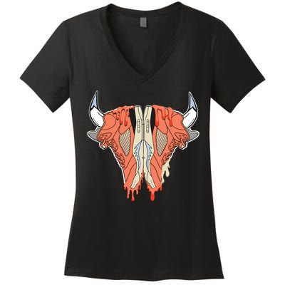 Buffalo Drip Crimson Bliss 5s Matching Women's V-Neck T-Shirt