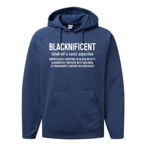 Blacknificent Definition Cool Gift Black History Month Gift Funny Gift Performance Fleece Hoodie