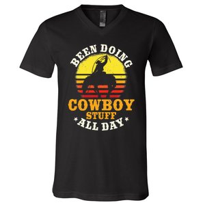 Been Doing Cow Stuff All Day Cow Farm Rancher Ranch V-Neck T-Shirt