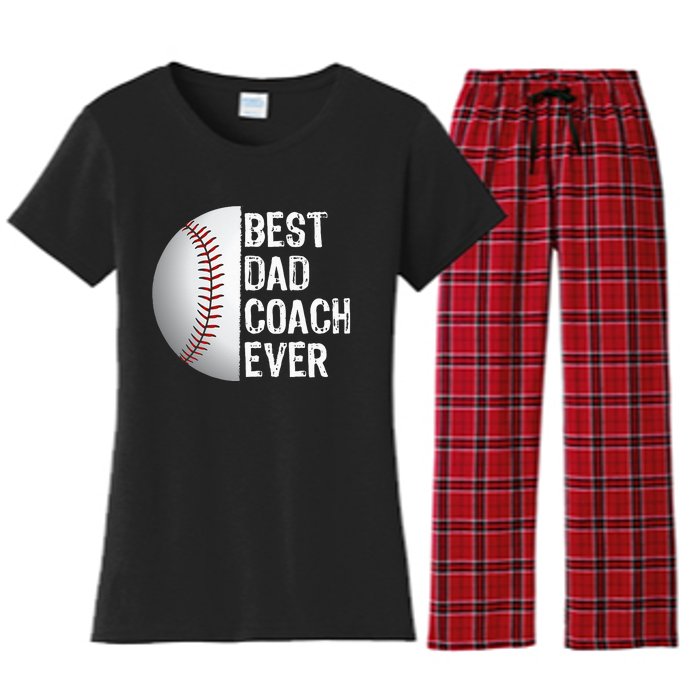 Best Dad Coach Ever Funny Baseball Tee For Sport Lovers Women's Flannel Pajama Set