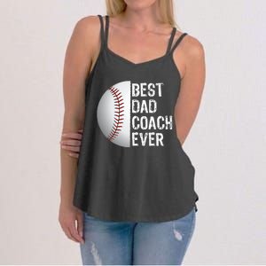 Best Dad Coach Ever Funny Baseball Tee For Sport Lovers Women's Strappy Tank