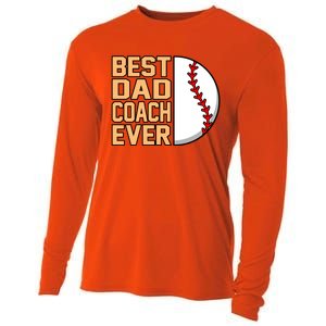 Best Dad Coach Ever Baseball Player Sports Lover Graphic Gift Cooling Performance Long Sleeve Crew