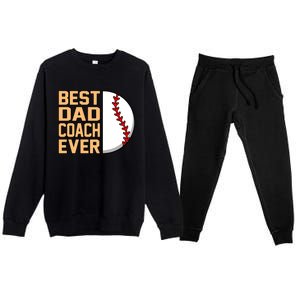 Best Dad Coach Ever Baseball Player Sports Lover Graphic Gift Premium Crewneck Sweatsuit Set