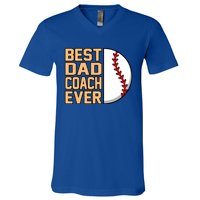 Best Dad Coach Ever Baseball Player Sports Lover Graphic Gift V-Neck T-Shirt