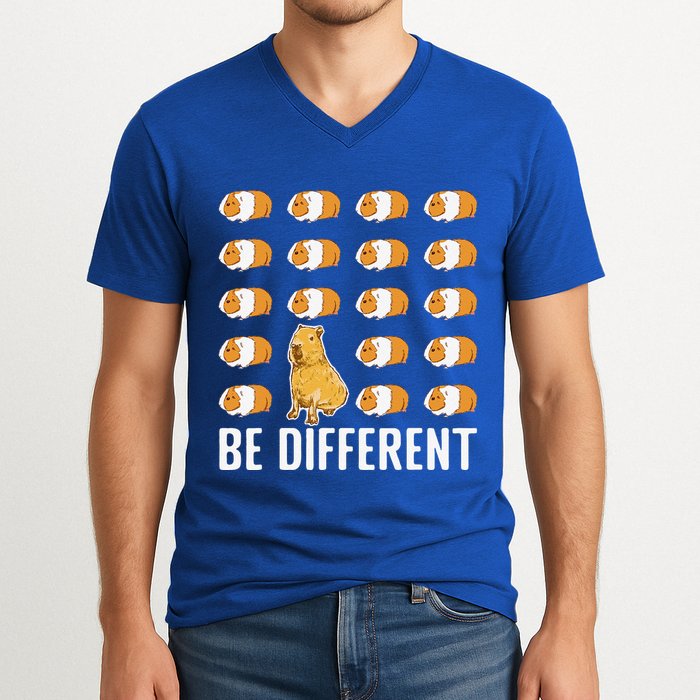 Be Different Capybaras Funny Rodent Capybara V-Neck T-Shirt