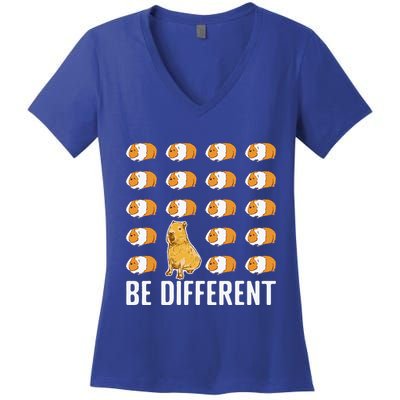 Be Different Capybaras Funny Rodent Capybara Women's V-Neck T-Shirt