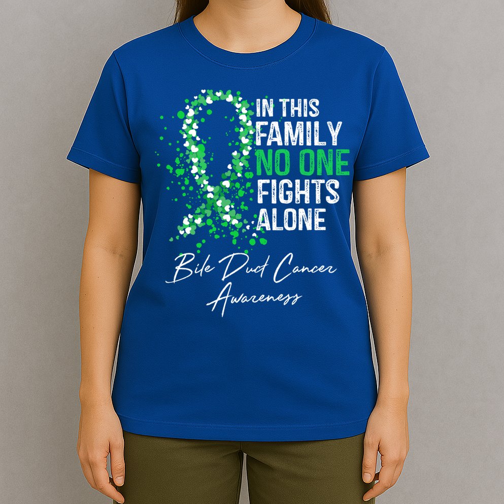 Bile Duct Cancer Awareness This Family No One Fights Alone Gift T-Shirt