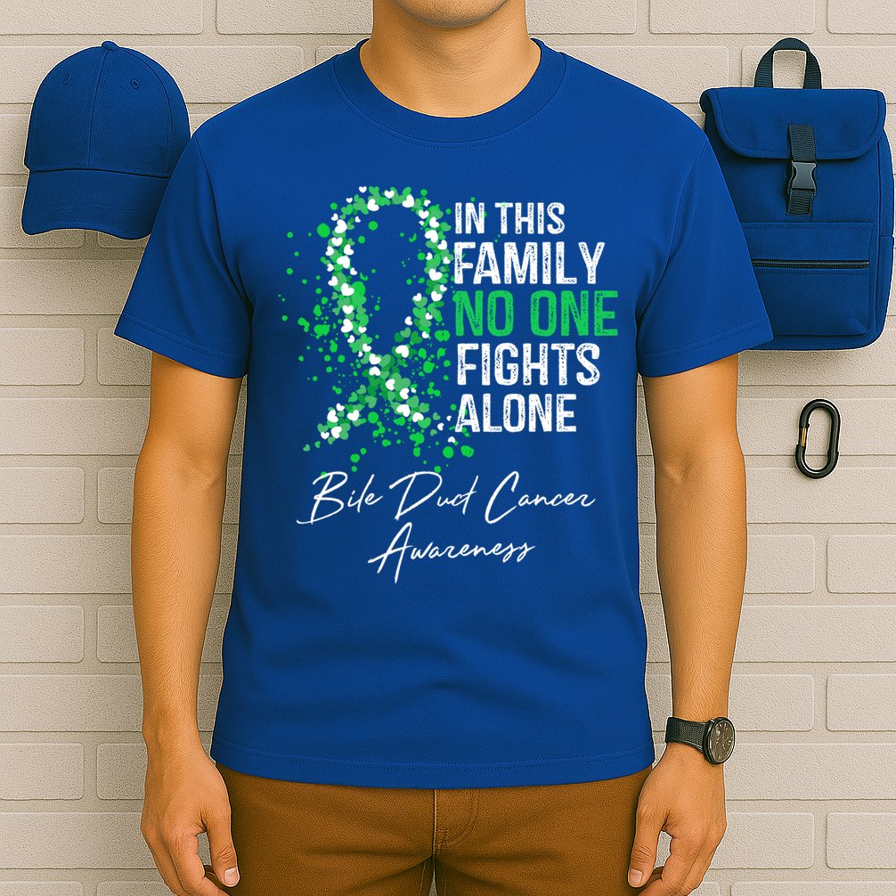 Bile Duct Cancer Awareness This Family No One Fights Alone Gift T-Shirt