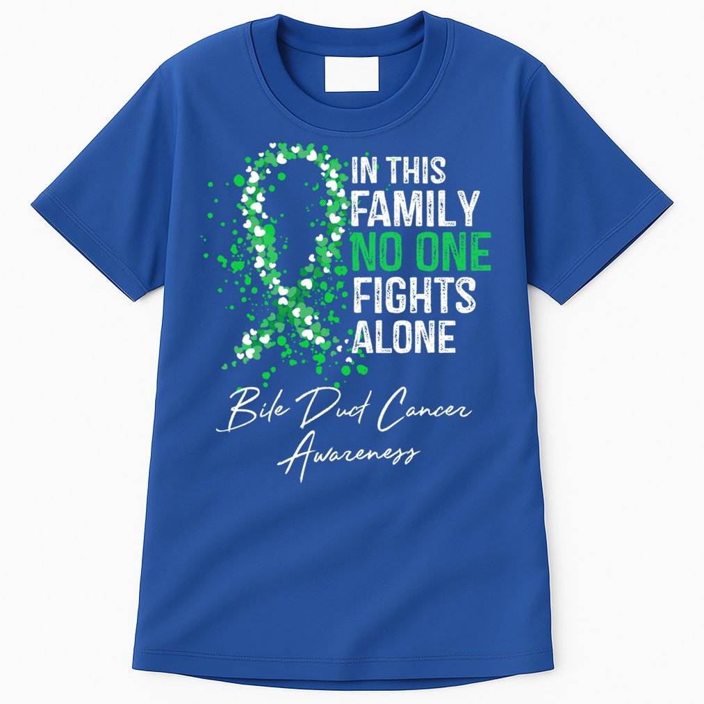 Bile Duct Cancer Awareness This Family No One Fights Alone Gift Tall T-Shirt