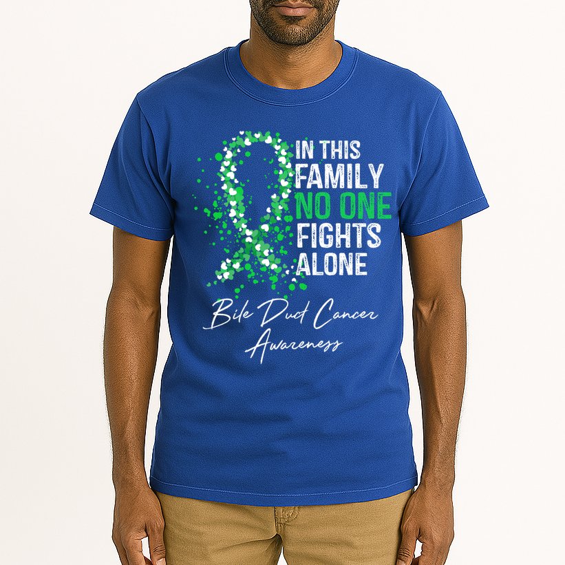 Bile Duct Cancer Awareness This Family No One Fights Alone Gift Tall T-Shirt
