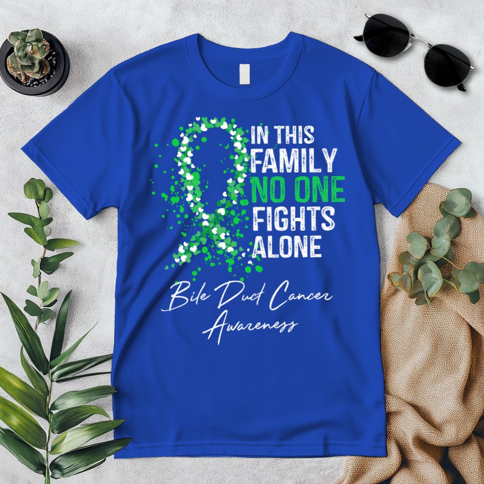 Bile Duct Cancer Awareness This Family No One Fights Alone Gift Premium T-Shirt