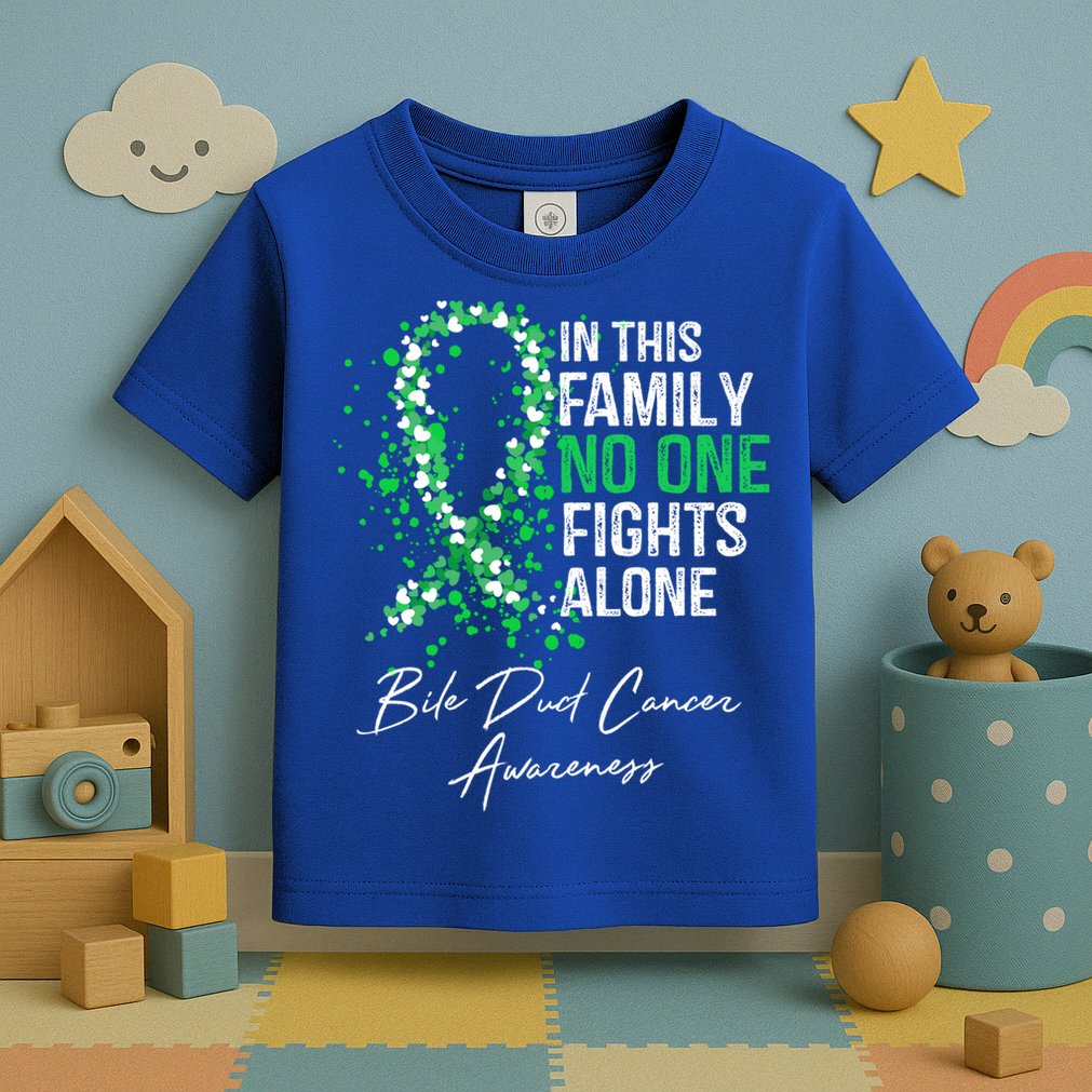 Bile Duct Cancer Awareness This Family No One Fights Alone Gift Toddler T-Shirt