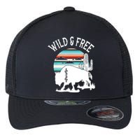 Bison Desert Cactus Serape Wild And Free Western Turquoise Flexfit Unipanel Trucker Cap