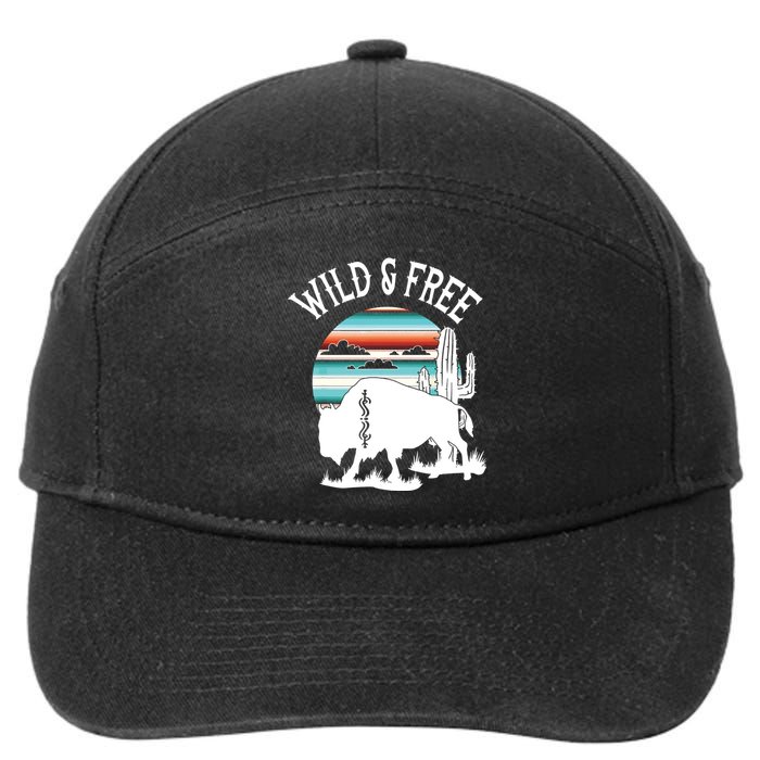 Bison Desert Cactus Serape Wild And Free Western Turquoise 7-Panel Snapback Hat