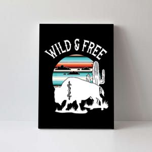 Bison Desert Cactus Serape Wild And Free Western Turquoise Canvas