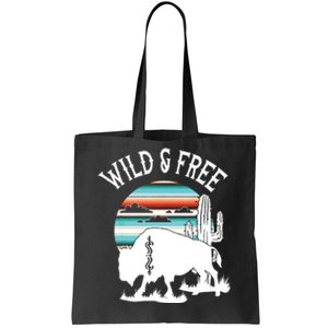 Bison Desert Cactus Serape Wild And Free Western Turquoise Tote Bag