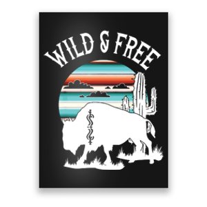 Bison Desert Cactus Serape Wild And Free Western Turquoise Poster