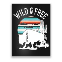 Bison Desert Cactus Serape Wild And Free Western Turquoise Poster