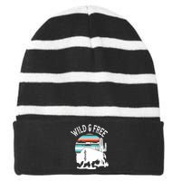 Bison Desert Cactus Serape Wild And Free Western Turquoise Striped Beanie with Solid Band