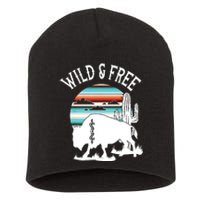 Bison Desert Cactus Serape Wild And Free Western Turquoise Short Acrylic Beanie