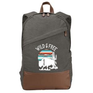 Bison Desert Cactus Serape Wild And Free Western Turquoise Cotton Canvas Backpack