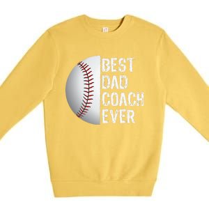 Best Dad Coach Ever Funny Baseball Sport Premium Crewneck Sweatshirt