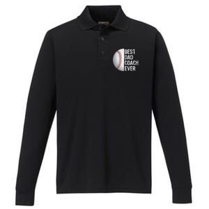 Best Dad Coach Ever Funny Baseball Sport Performance Long Sleeve Polo