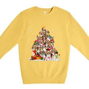 Beagle Dog Christmas Tree Santa Xmas Merry Dogmas Cute Gift Premium Crewneck Sweatshirt