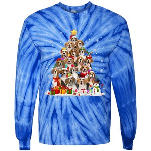 Beagle Dog Christmas Tree Santa Xmas Merry Dogmas Cute Gift Tie-Dye Long Sleeve Shirt