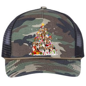 Beagle Dog Christmas Tree Santa Xmas Merry Dogmas Cute Gift Retro Rope Trucker Hat Cap