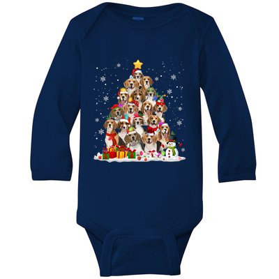 Beagle Dog Christmas Tree Santa Xmas Merry Dogmas Cute Gift Baby Long Sleeve Bodysuit