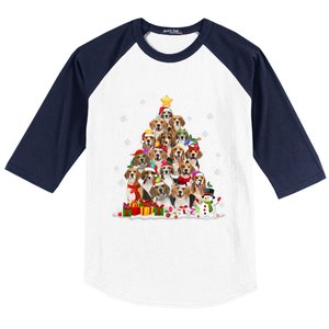 Beagle Dog Christmas Tree Santa Xmas Merry Dogmas Cute Gift Baseball Sleeve Shirt