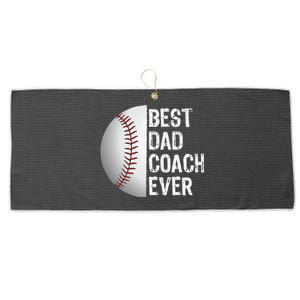 Best Dad Coach Ever Funny Baseball Sport Large Microfiber Waffle Golf Towel