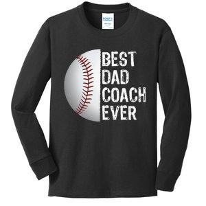 Best Dad Coach Ever Funny Baseball Sport Kids Long Sleeve Shirt