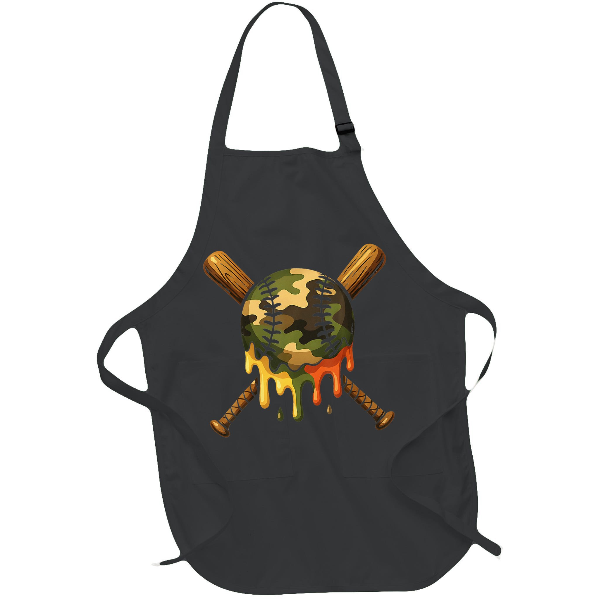Baseball Drip Camo Baseball Ice Cream Dripping Game Day Apron