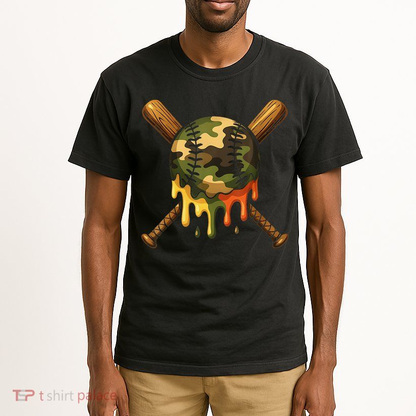 Baseball Drip Camo Baseball Ice Cream Dripping Game Day Tall T-Shirt