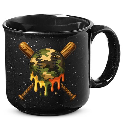 Baseball Drip Camo Baseball Ice Cream Dripping Game Day 15oz Campfire Ceramic Mug