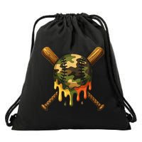 Baseball Drip Camo Baseball Ice Cream Dripping Game Day Drawstring Bag