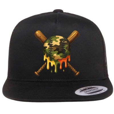 Baseball Drip Camo Baseball Ice Cream Dripping Game Day Flatbill Hat