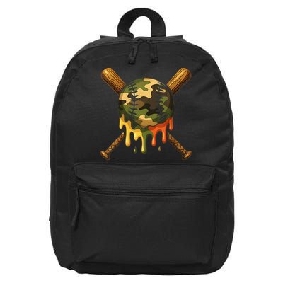 Baseball Drip Camo Baseball Ice Cream Dripping Game Day 16 in Basic Backpack