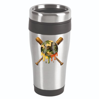 Baseball Drip Camo Baseball Ice Cream Dripping Game Day 16oz Travel Tumbler