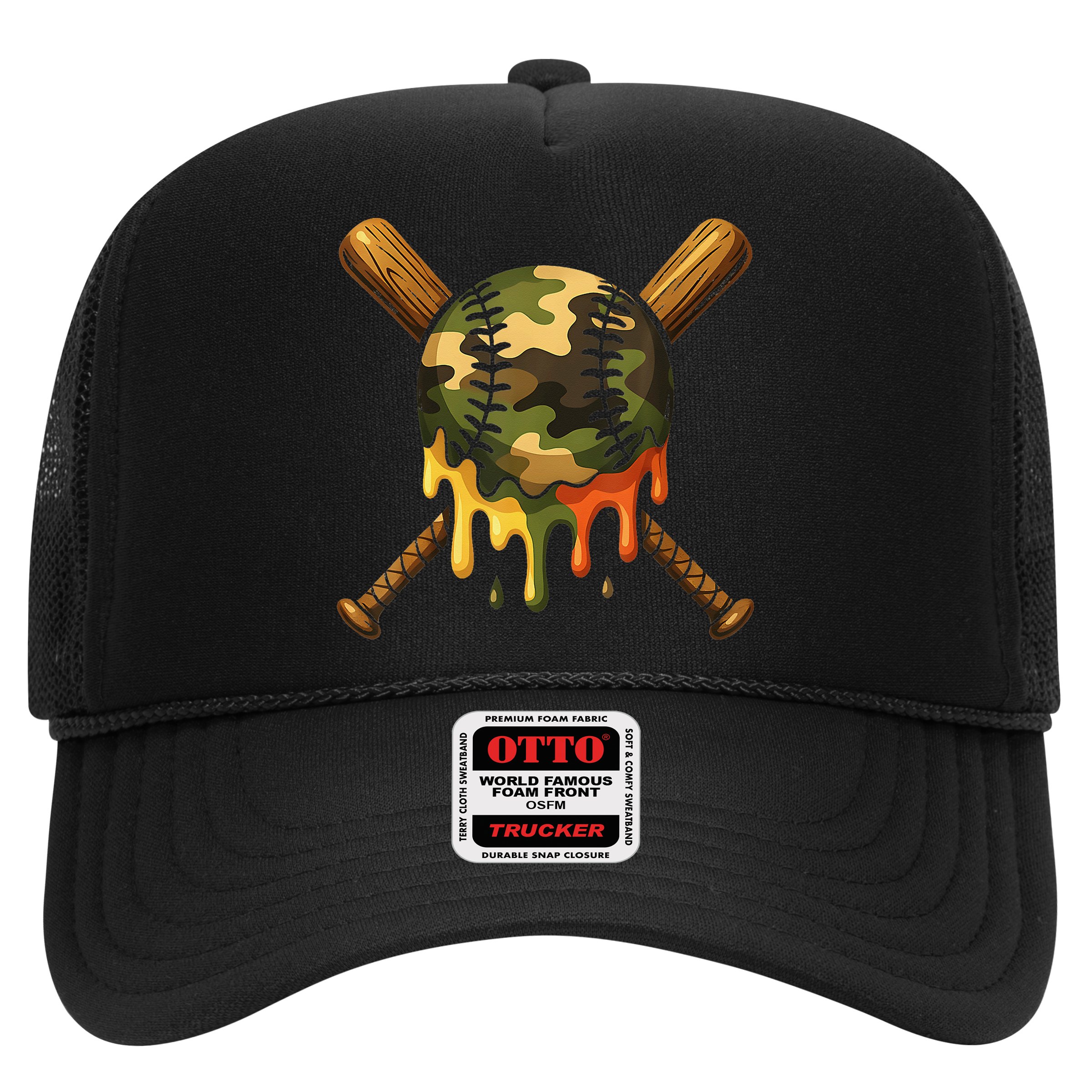 Baseball Drip Camo Baseball Ice Cream Dripping Game Day Hat