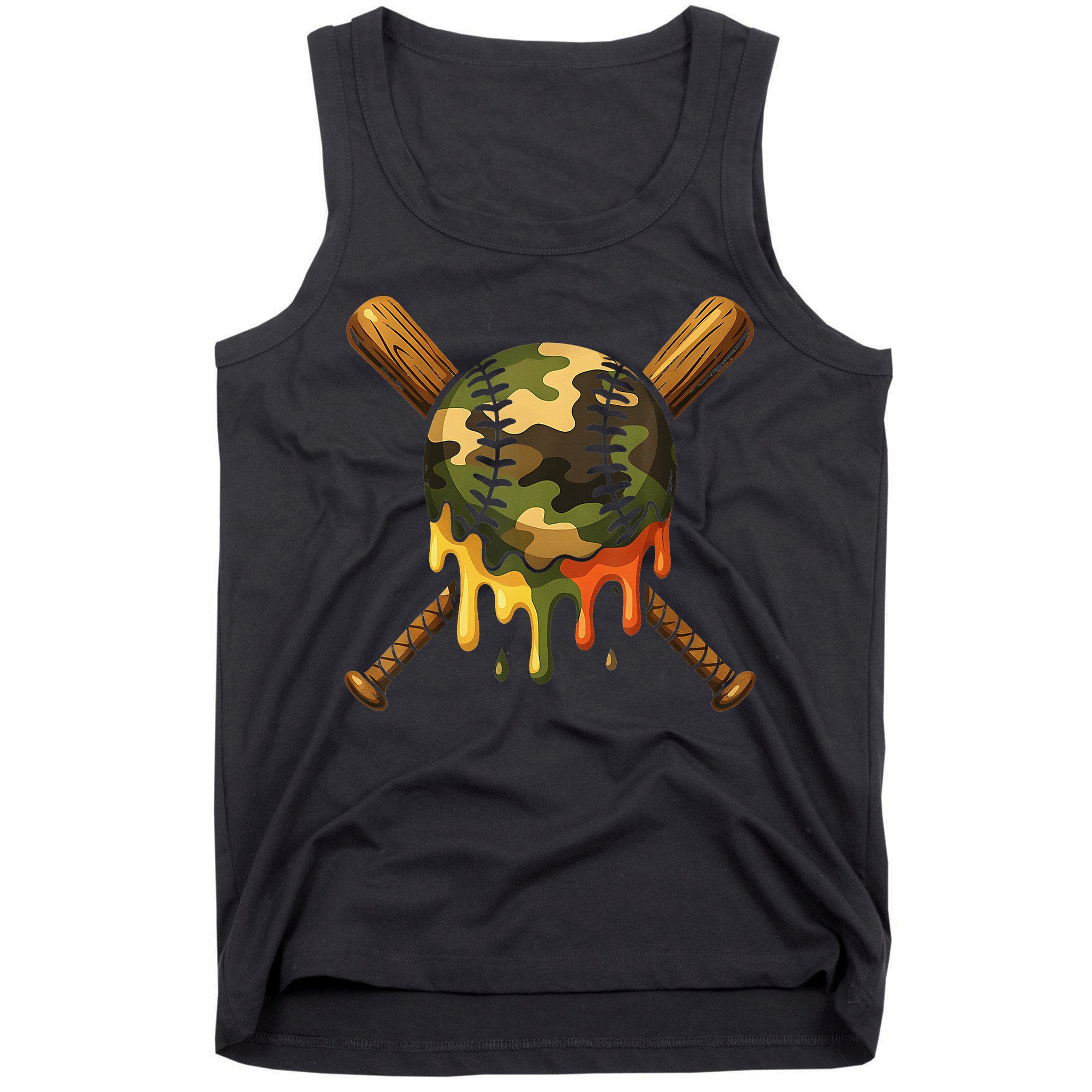 Baseball Drip Camo Baseball Ice Cream Dripping Game Day Tank Top