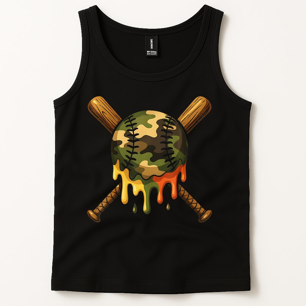 Baseball Drip Camo Baseball Ice Cream Dripping Game Day Tank Top