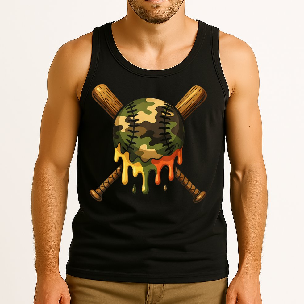 Baseball Drip Camo Baseball Ice Cream Dripping Game Day Tank Top