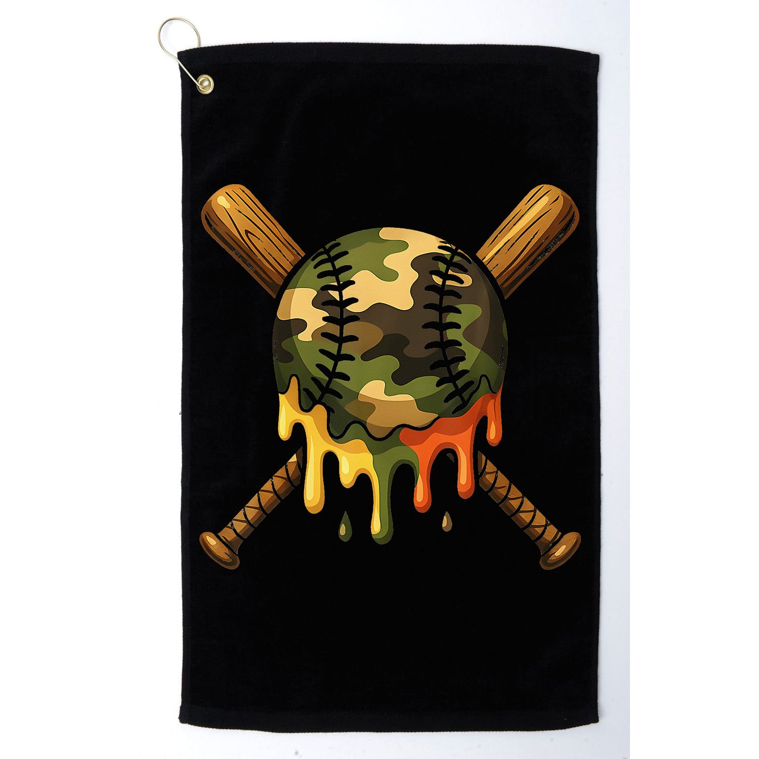 Baseball Drip Camo Baseball Ice Cream Dripping Game Day Golf Towel