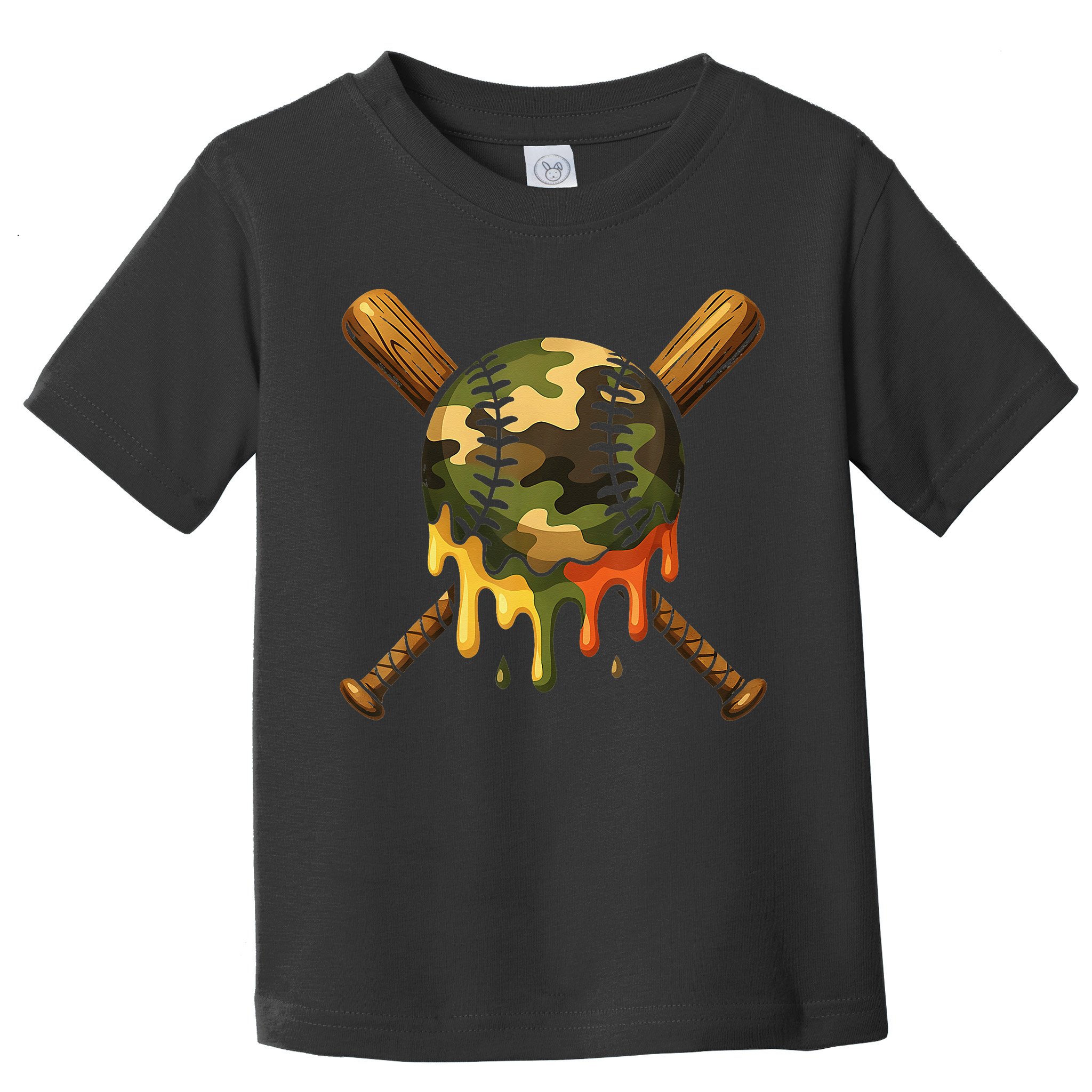 Baseball Drip Camo Baseball Ice Cream Dripping Game Day Toddler T-Shirt